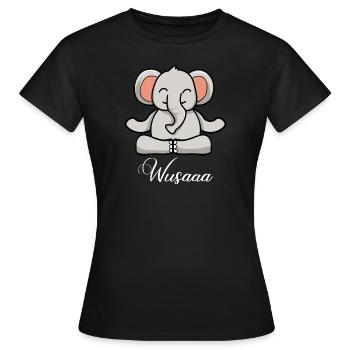 Auszeit Durchatmen Wusaaa Elefant - Frauen T-Shirt - Schwarz - Vorne - AI Model Female 172 dark (172cm)