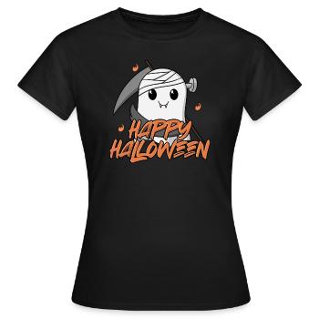 Happy Halloween - Niedlicher Geist - Frauen T-Shirt - Schwarz - Vorne - AI Model Female 172 dark (172cm)
