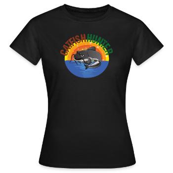 Welsangler Waller Poisson-chat Pêche Wels Wallerangler - T-shirt Femme - noir - Devant - AI Model Female 172 dark (172cm)