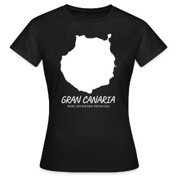 Gran Canaria Kontur weiß - Frauen T-Shirt - Schwarz - Vorne - AI Model Female 172 dark (172cm)