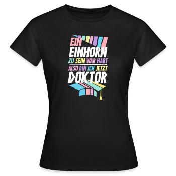 Doktortitel Einhorn Frau - Frauen T-Shirt - Schwarz - Vorne - AI Model Female 172 dark (172cm)