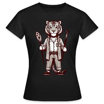 Cute Tiger Artist - Women's T-Shirt - black - Front - AI Model Female 172 dark (172cm)