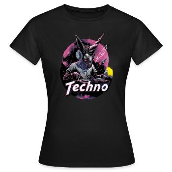 Techno Einhorn Unicorn DJ Rave Dancefloor - Women's T-Shirt - black - Front - AI Model Female 172 dark (172cm)