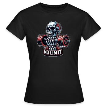 Crâne de musculation No Limit Workout avec haltère - T-shirt Femme - noir - Devant - AI Model Female 172 dark (172cm)