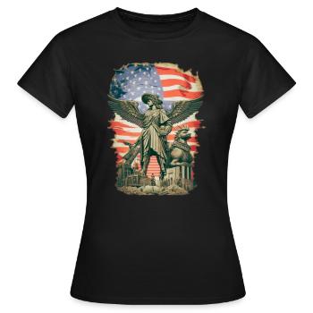 Steampunk American Flag - Women's T-Shirt - black - Front - AI Model Female 172 dark (172cm)