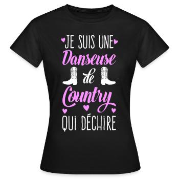 Danseuse Country Qui Déchire Danse - T-shirt Femme - noir - Devant - AI Model Female 172 dark (172cm)
