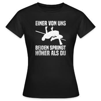Saut en hauteur - l’un de nous saute plus haut que vous - T-shirt Femme - noir - Devant - AI Model Female 172 dark (172cm)