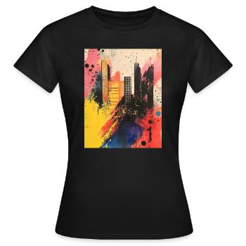 Graffiti abstrait City - Street Art - Grande ville - T-shirt Femme - noir - Devant - AI Model Female 172 dark (172cm)
