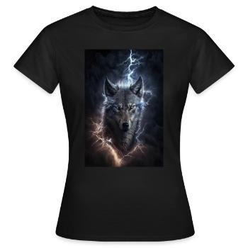 Wolf Blitz Donner Epic Cool Episch Wölfe - Frauen T-Shirt - Schwarz - Vorne - AI Model Female 172 dark (172cm)