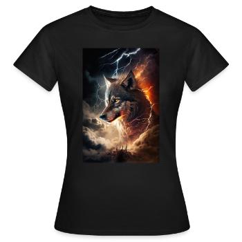 Wolf Blitz Donner Epic Cool Episch Wölfe - Frauen T-Shirt - Schwarz - Vorne - AI Model Female 172 dark (172cm)