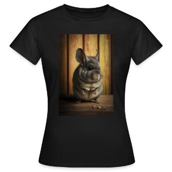 Chinchilla Realistisch Tier - Frauen T-Shirt - Schwarz - Vorne - AI Model Female 172 dark (172cm)