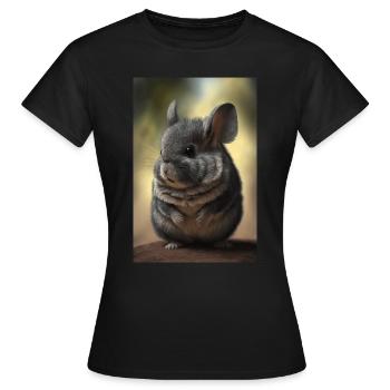 Chinchilla Realistisch Tier - Frauen T-Shirt - Schwarz - Vorne - AI Model Female 172 dark (172cm)