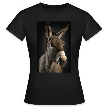 Esel Realistisch Cool - Frauen T-Shirt - Schwarz - Vorne - AI Model Female 172 dark (172cm)
