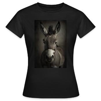 Esel Realistisch Cool - Frauen T-Shirt - Schwarz - Vorne - AI Model Female 172 dark (172cm)