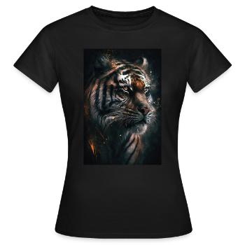 Tiger Portrait Cool Wild Cat Wildcat Predator - Women's T-Shirt - black - Front - AI Model Female 172 dark (172cm)