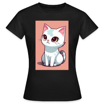 Funny cute cat - Women's T-Shirt - black - Front - AI Model Female 172 dark (172cm)