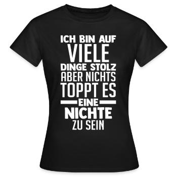 Nichte - Frauen T-Shirt - Schwarz - Vorne - AI Model Female 172 dark (172cm)