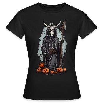 Sensenmann Halloween Dämonischer Druide Design - Frauen T-Shirt - Schwarz - Vorne - AI Model Female 172 dark (172cm)