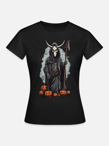 Sensenmann Halloween Dämonischer Druide Design - Frauen T-Shirt - Schwarz