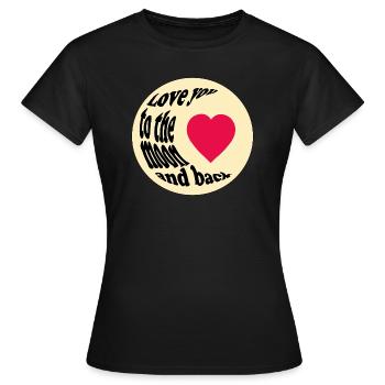 Vers la lune et retour, l’amour - T-shirt Femme - noir - Devant - AI Model Female 172 dark (172cm)