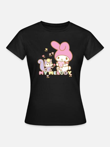 My Melody Cueille Des Fleurs Avec Risu - T-shirt Femme - noir