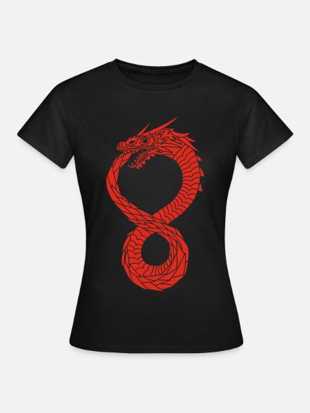 Roter unendlicher Drache - Frauen T-Shirt - Schwarz