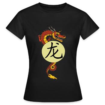 Dragon rouge chinois - T-shirt Femme - noir - Devant - AI Model Female 172 dark (172cm)