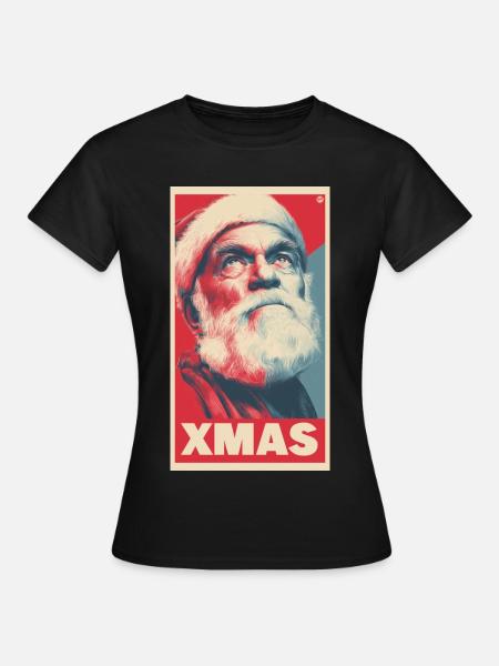 Xmas PopArt Santa - Frauen T-Shirt - Schwarz