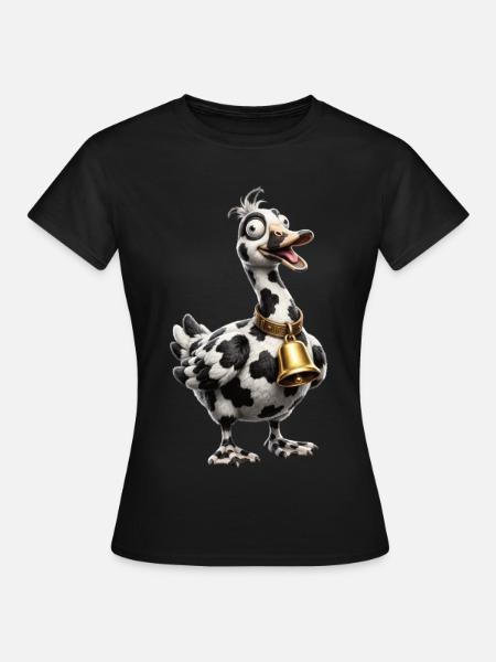 Lustiges Mischgans-Kuh-Muster - Frauen T-Shirt - Schwarz