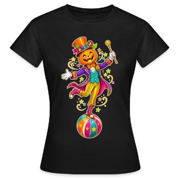 Kürbis-Zauberer im Zirkusstil - Frauen T-Shirt - Schwarz - Vorne - AI Model Female 172 dark (172cm)