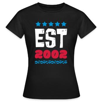 EST 2002 - ESTABLISHED IN 2002 - Frauen T-Shirt - Schwarz - Vorne - AI Model Female 172 dark (172cm)