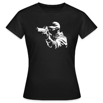IPSC Shooter Production Optics - Women's T-Shirt - black - Front - AI Model Female 172 dark (172cm)