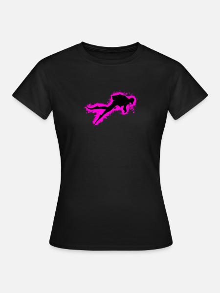 Silhouette Sport Pink und Schwarz Umriss - Frauen T-Shirt - Schwarz