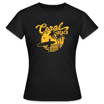 Coral Beach Surfers Heaven - T-shirt Femme - noir - Devant - AI Model Female 172 dark (172cm)