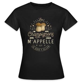 Champignon Cueillette Ramasseur De Champignons - T-shirt Femme - noir - Devant - AI Model Female 172 dark (172cm)