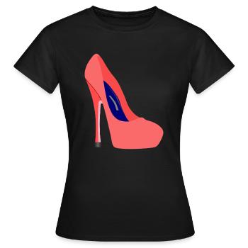 Highheels Stiletto Schuh - Frauen T-Shirt - Schwarz - Vorne - AI Model Female 172 dark (172cm)