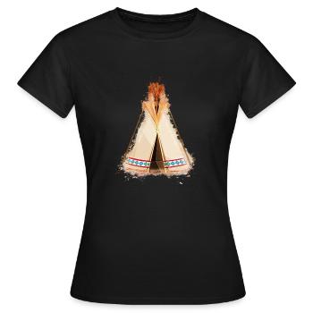 Tipi historically brightly glowing - Women's T-Shirt - black - Front - AI Model Female 172 dark (172cm)