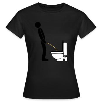 Logo de toilette debout pee piss toilette toilette toilette aulne - T-shirt Femme - noir - Devant - AI Model Female 172 dark (172cm)
