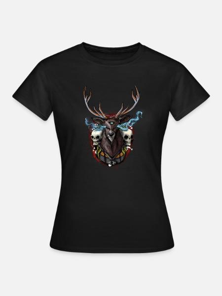 Hirsch - BONE SQL PRY - Frauen T-Shirt - Schwarz