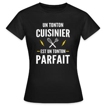 un tonton cuisinier est un tonton parfait - T-shirt Femme - noir - Devant - AI Model Female 172 dark (172cm)