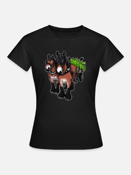 Kutsche Fahrsport Pferde Kaltblut Geschenk Lustig - Frauen T-Shirt - Schwarz