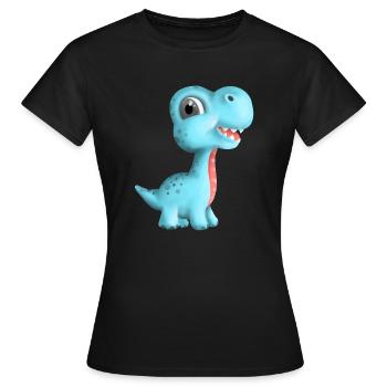 Niedlicher Dino Kleidung für Kinder & Neugeborene - Frauen T-Shirt - Schwarz - Vorne - AI Model Female 172 dark (172cm)