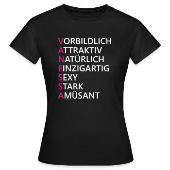 Vanessa Name Geschenk - Frauen T-Shirt - Schwarz - Vorne - AI Model Female 172 dark (172cm)