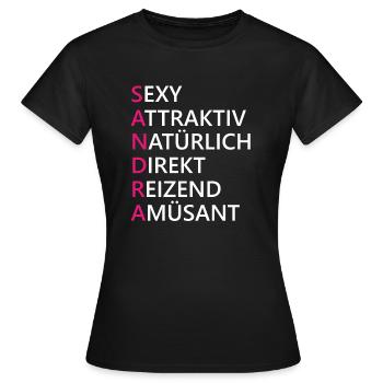 Sandra Name Geschenk - Frauen T-Shirt - Schwarz - Vorne - AI Model Female 172 dark (172cm)