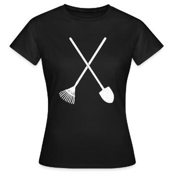Pelle et râteau - T-shirt Femme - noir - Devant - AI Model Female 172 dark (172cm)