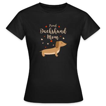 Drôle de teckel Mama Cadeau Proud Dachshund Mom - T-shirt Femme - noir - Devant - AI Model Female 172 dark (172cm)