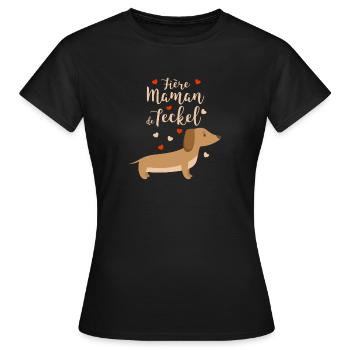 Fiere maman de teckel Dachshund Mama Gift - T-shirt Femme - noir - Devant - AI Model Female 172 dark (172cm)