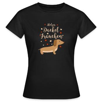stolzes Dackel Frauchen Hund Geschenk - Frauen T-Shirt - Schwarz - Vorne - AI Model Female 172 dark (172cm)