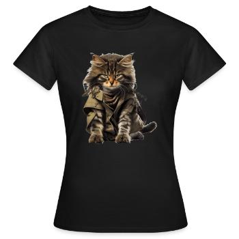 Grimmige Katze als Sondereinheit Veteran der Armee - Frauen T-Shirt - Schwarz - Vorne - AI Model Female 172 dark (172cm)