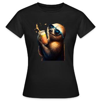Le buveur de bière le plus cool: un paresseux - T-shirt Femme - noir - Devant - AI Model Female 172 dark (172cm)